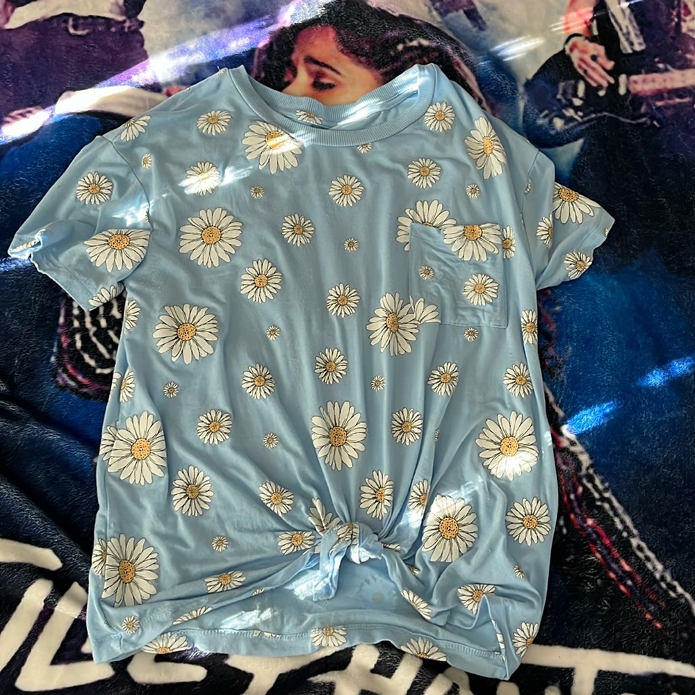 Blue,White,Yellow Sunflower & Daisy Shirt